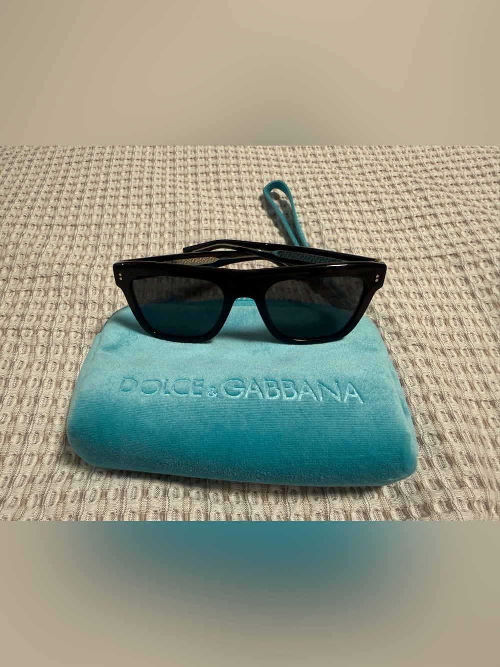 Dolce & Gabbana Black Sunglasses with Teal Case